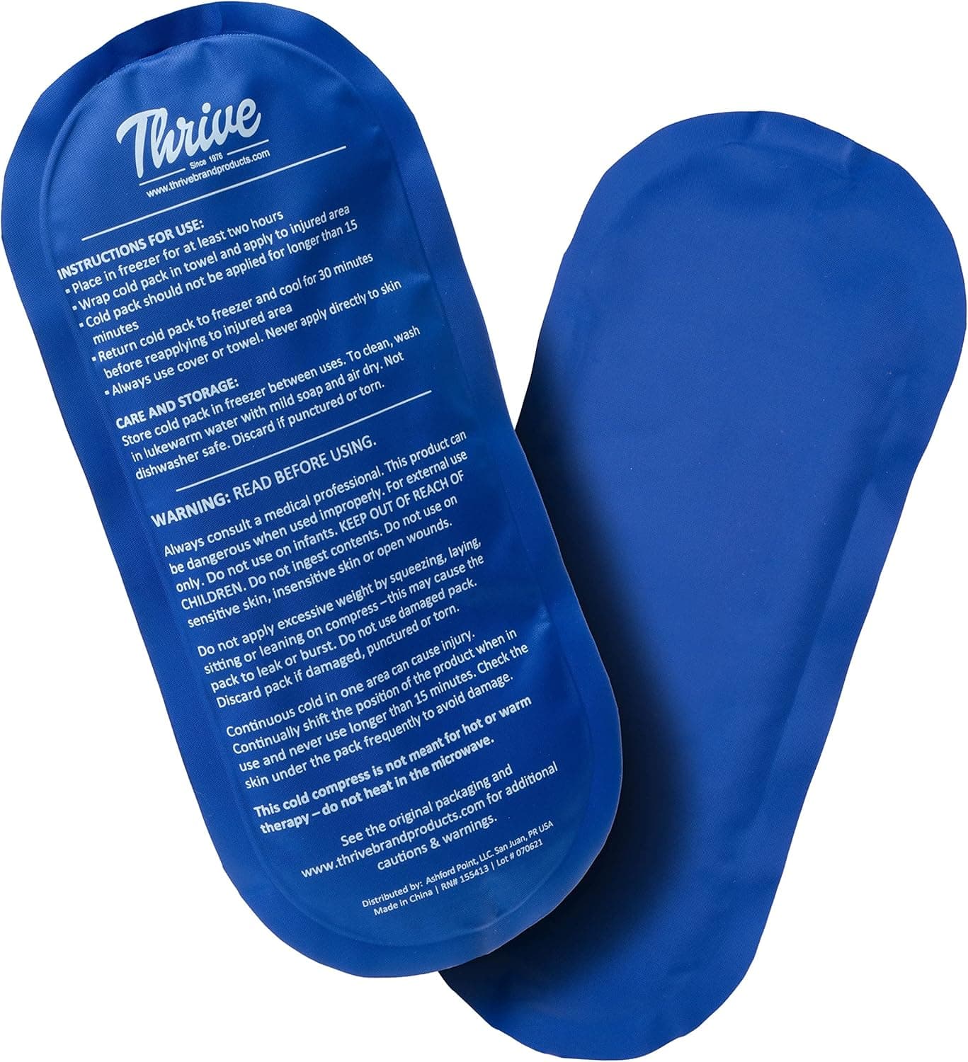 Thrive Reusable Ice Packs for Injuries, Long-Lasting Gel Ice Pack, Neck & Knee Gel Wraps, Regular 2-Count (Light Blue)