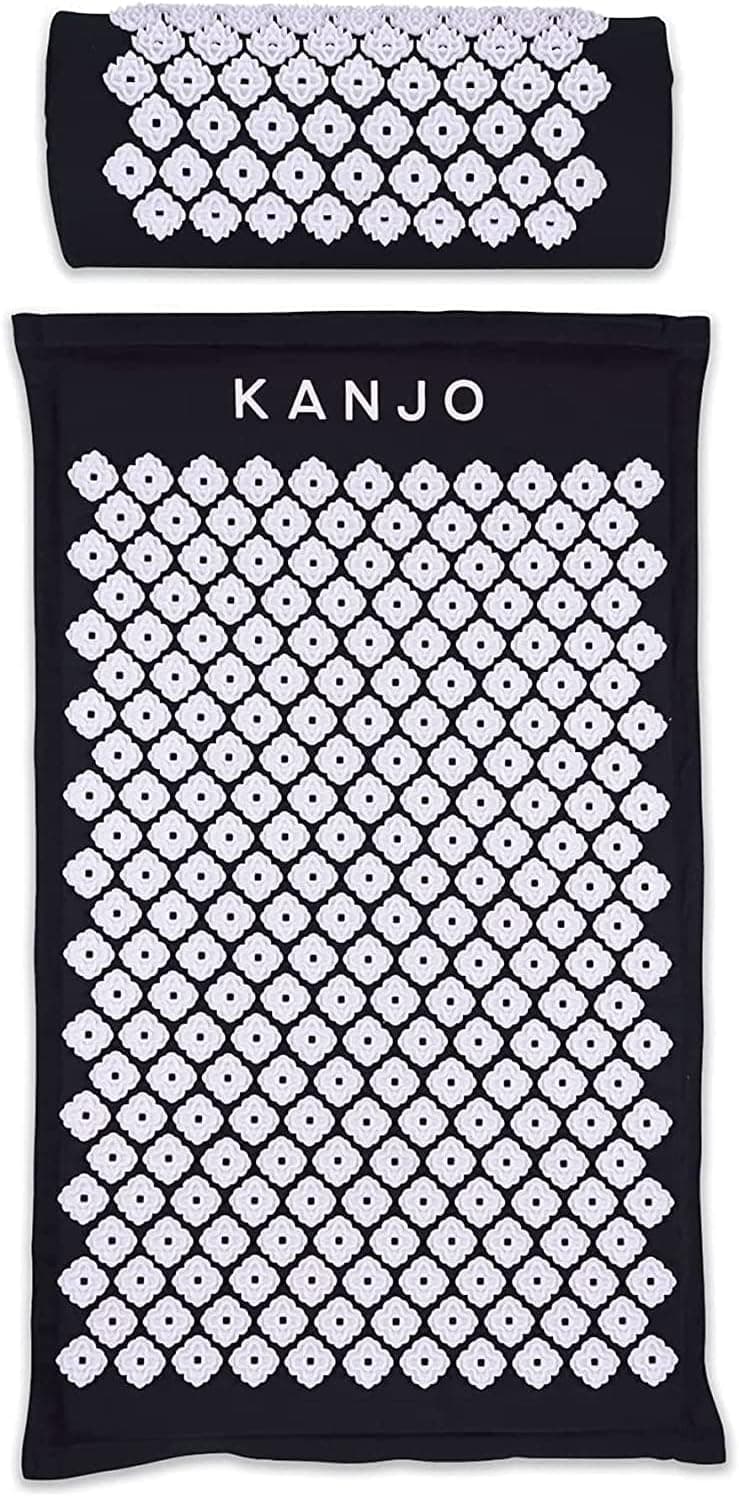 Kanjo Acupressure Mat and Pillow Set for Back Pain Relief & Neck Pain Relief with Travel Bag