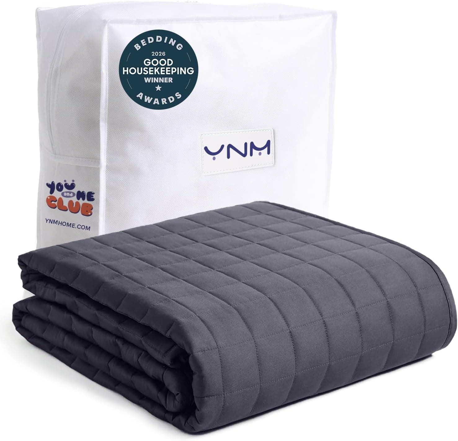 YnM 15lbs Weighted Blanket for Adults with Cooling Glass Beads, 48x72 inch, Twin/Full, Dark Grey