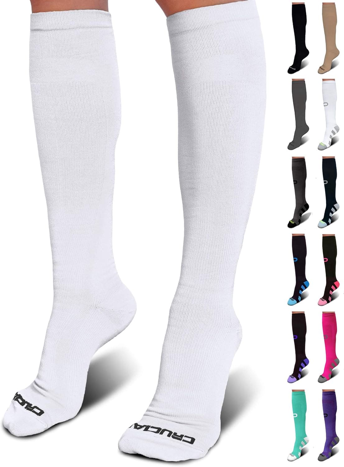 Crucial Compression Socks for Men & Women (20-30mmHg), Graduated Stockings for Running, Athletic, Travel, Recovery