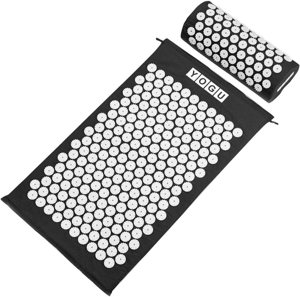Acupressure Mat and Pillow Set for Back and Neck Pain Relief and Muscle Relaxation (Black)