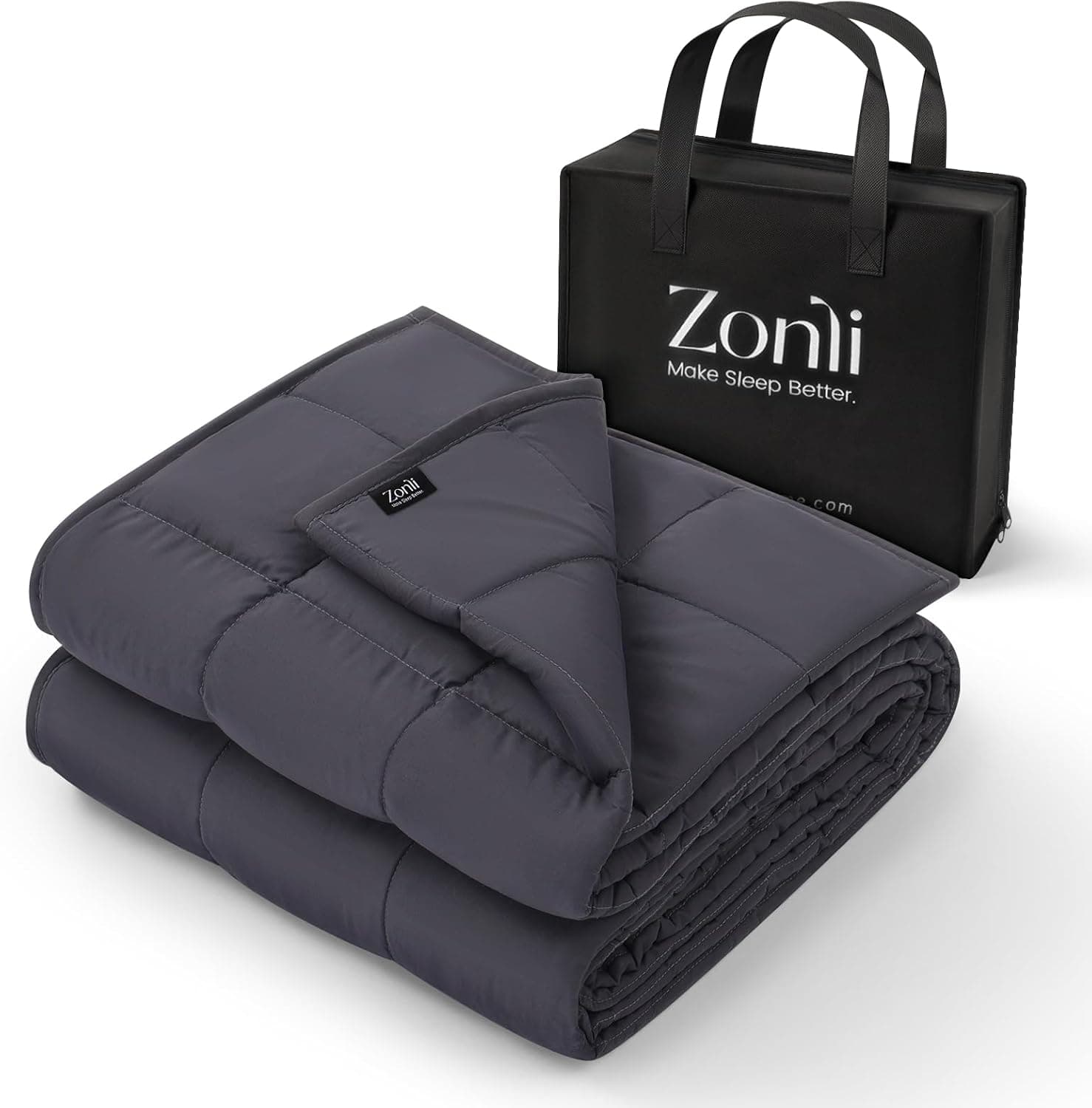 ZonLi Weighted Blanket 60x80, 20lbs, Dark Grey, Queen Size with Premium Glass Beads