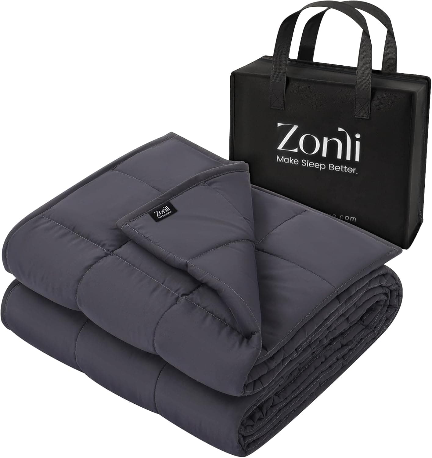 ZonLi Weighted Blanket for Adults, 60x80, 15lbs, Dark Grey, Queen Size Cooling with Premium Glass Beads
