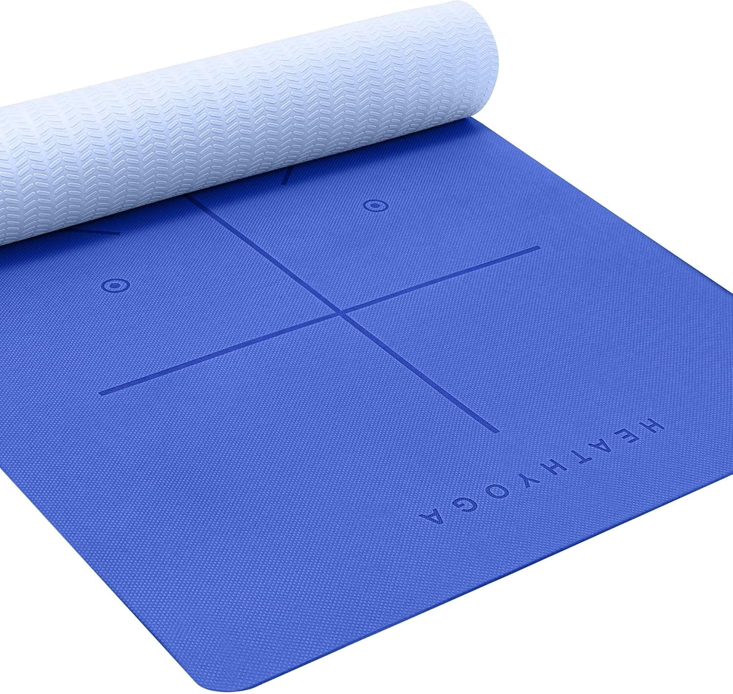 Heathyoga Eco Friendly Non Slip Yoga Mat, Body Alignment System, SGS Certified TPE, 72 x 26, 1/4 inch