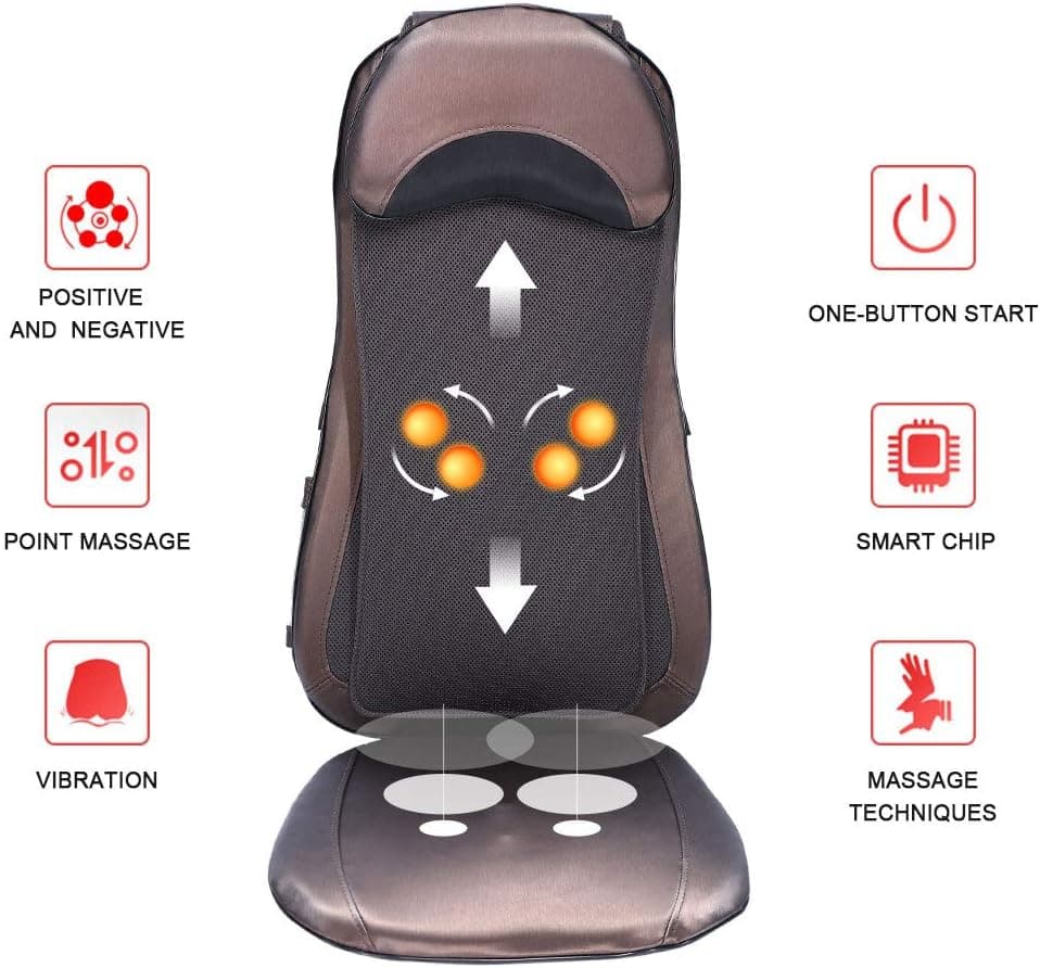 Shiatsu Back Neck Massager Seat Cushion with Heat, Deep Kneading Full Back Massager for Home Office Use