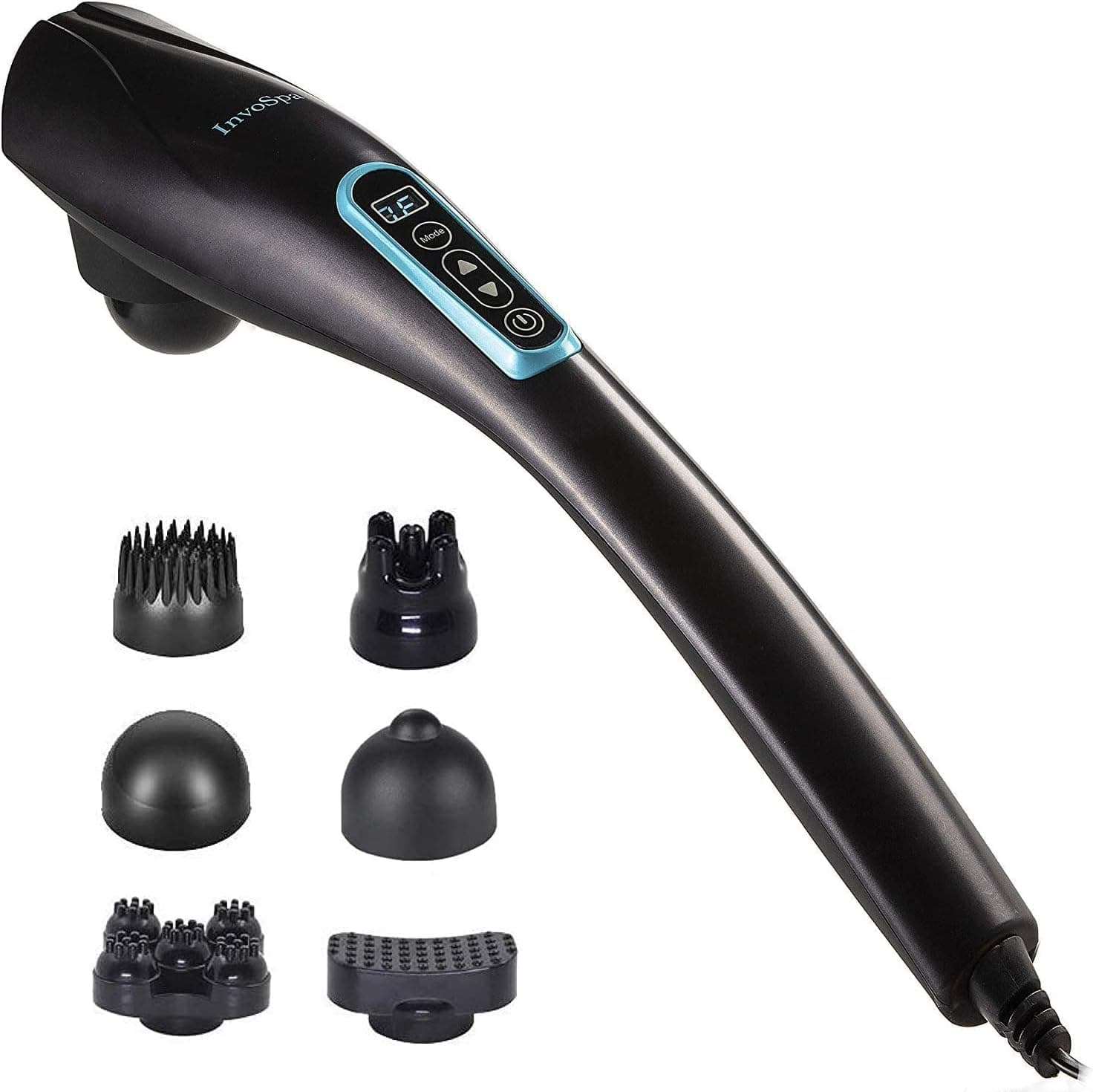 InvoSpa Handheld Percussion Back Massager for Deep Tissue Massage, Electric Neck, Shoulder, Leg & Foot Massager Wand