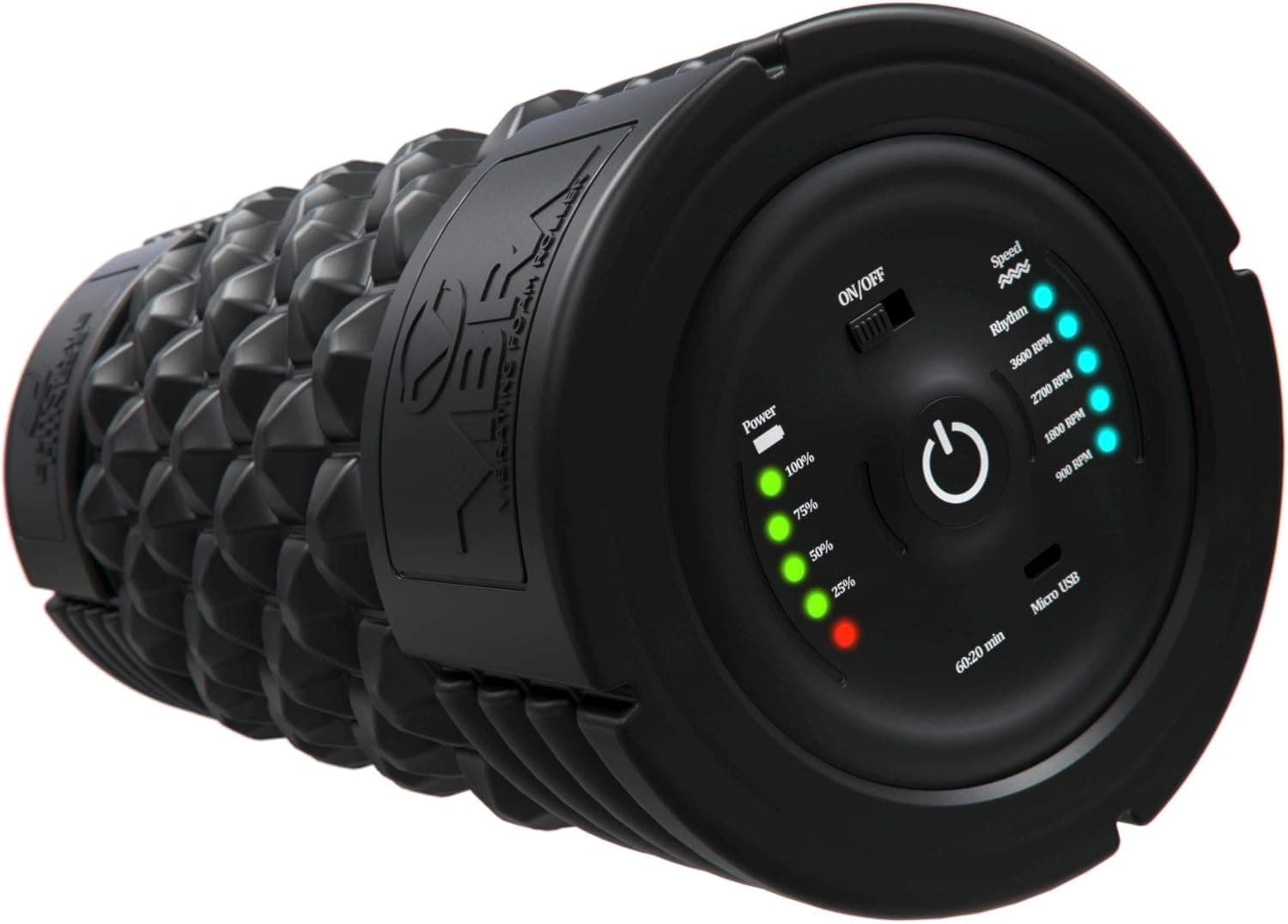 VIBRA Vibrating Foam Roller - Electric 5 Speed Settings with Carry Case (Black)