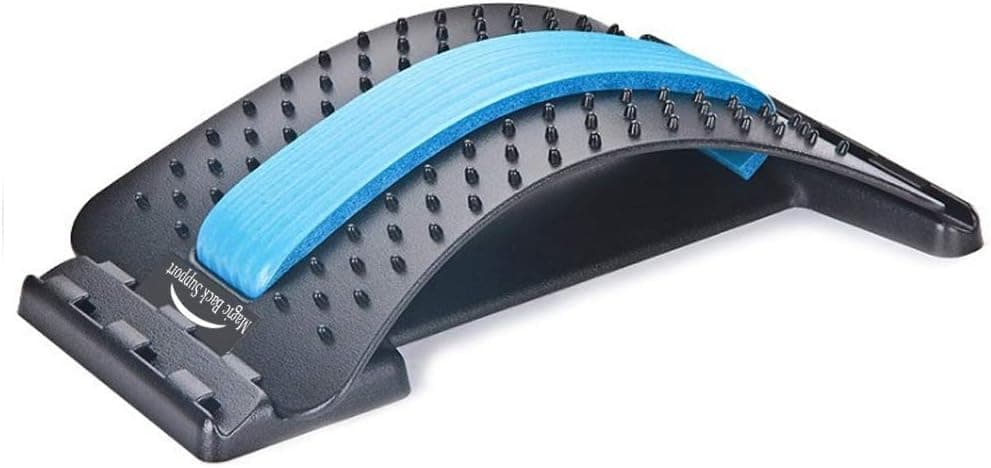 Magic Back Support Back Stretching Device, Multi-Level Lumbar Stretcher (Black/Blue)