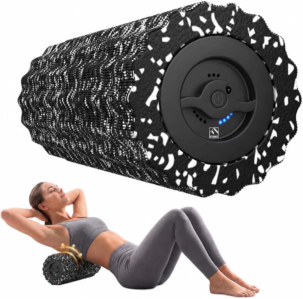 FITINDEX Vibrating Foam Roller for Muscle Deep Tissue, 4-Speed, Rechargeable, Black