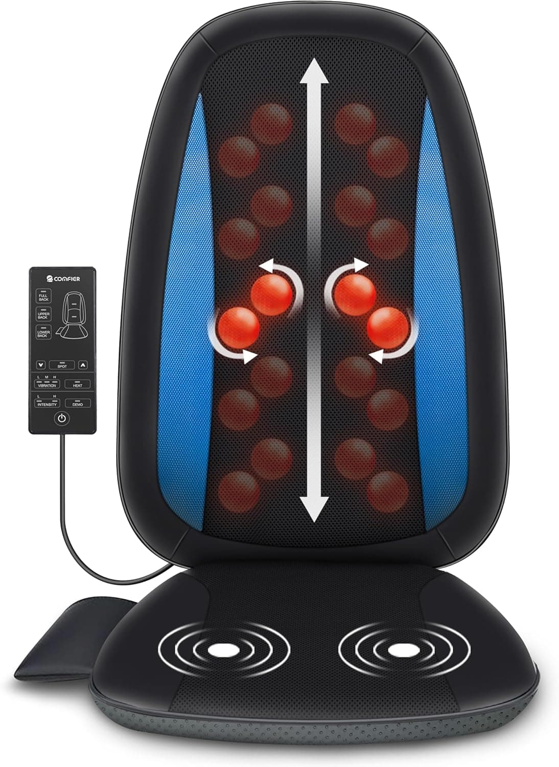COMFIER Shiatsu Back Massager with Heat, Deep Tissue Kneading Massage Seat Cushion, Chair Pad for Full Back