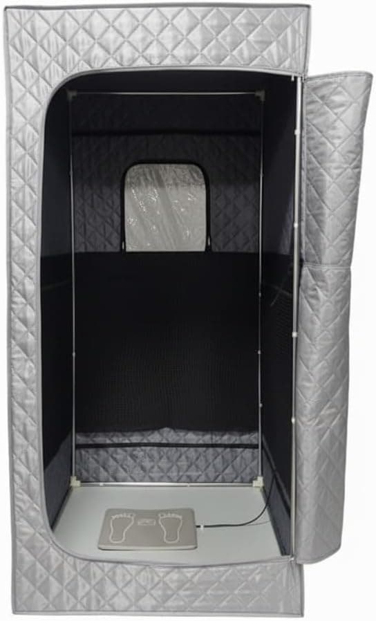 OPPSDECOR Portable Steam Sauna Spa, Personal Indoor Sauna Tent with Remote, Chair and Timer (Silver Grey)