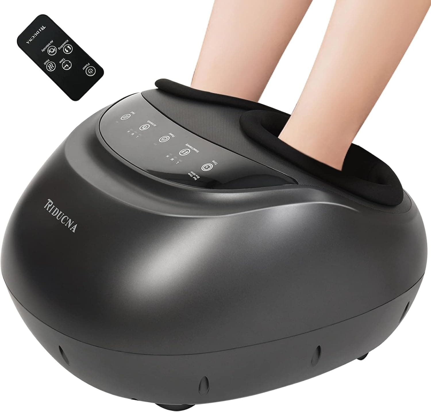 TRIDUCNA Shiatsu Foot Massager Machine with Heat and Remote, Electric Heated Feet Massage, Deep Kneading, Air Compression