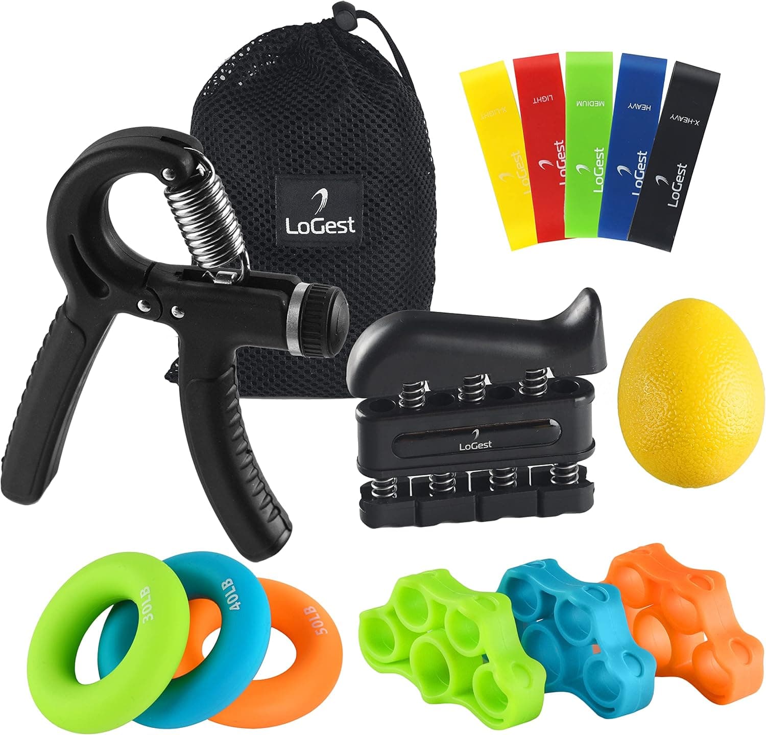 14 Pack Hand Grip Strengthener Set, Forearm Adjustable Resistance Hand Gripper