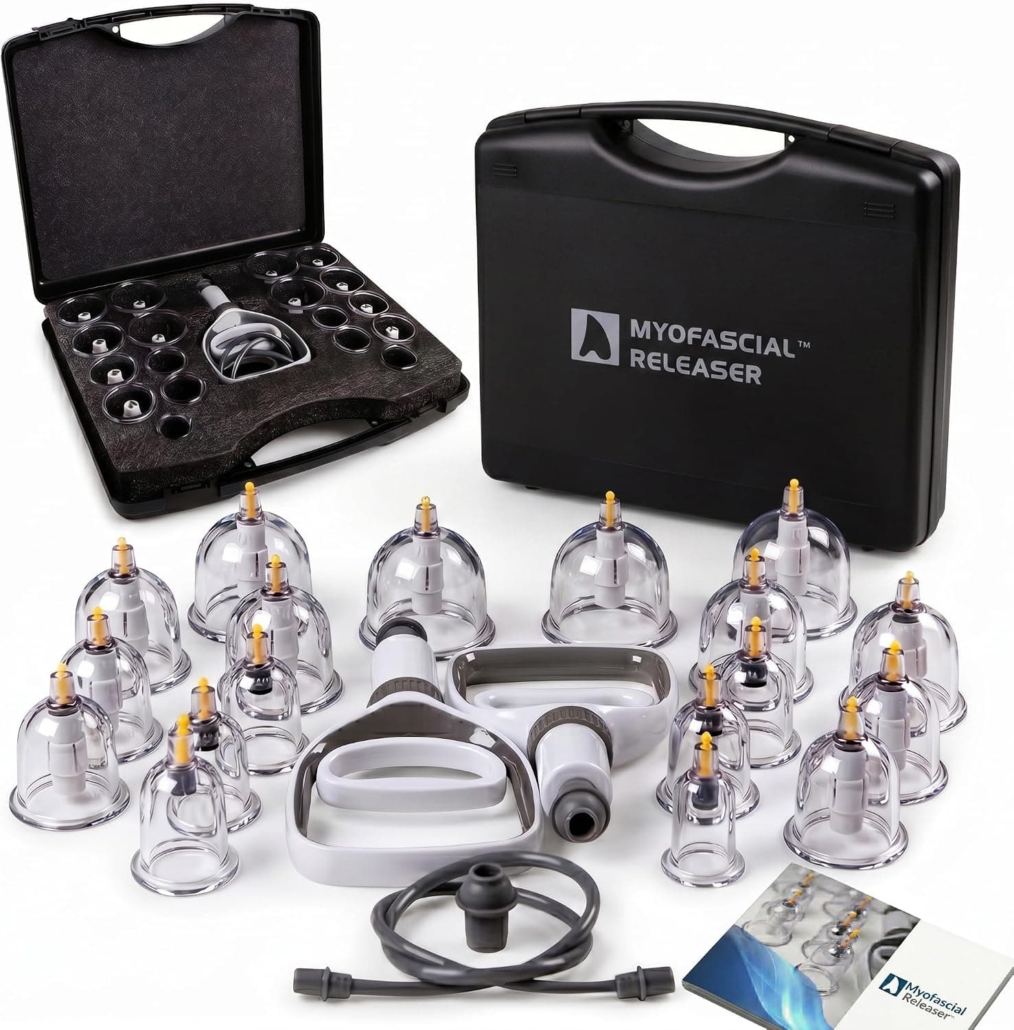 Myofascial Releaser Professional Cupping Therapy Set - 18 Cups with Two Hand Pumps