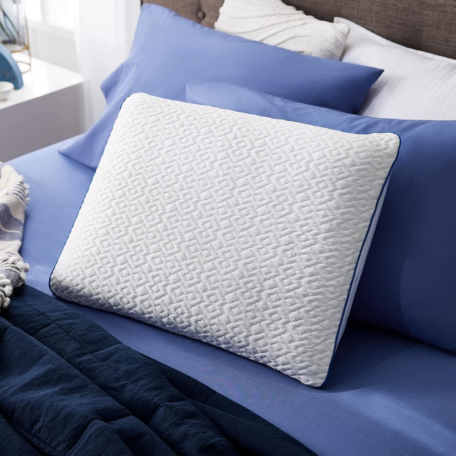 Sleep Innovations Forever Cool Gel Memory Foam Pillow, Standard (Pack of 2), White