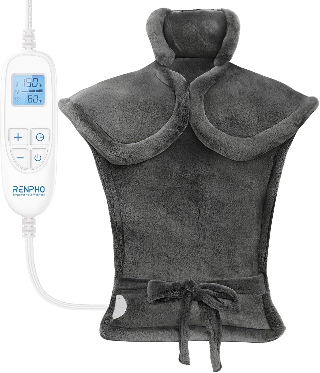 RENPHO Electric Heating Pad, 6 Heat Levels for Neck Shoulder and Back, Weighted Pad, 24 x 33 Gray