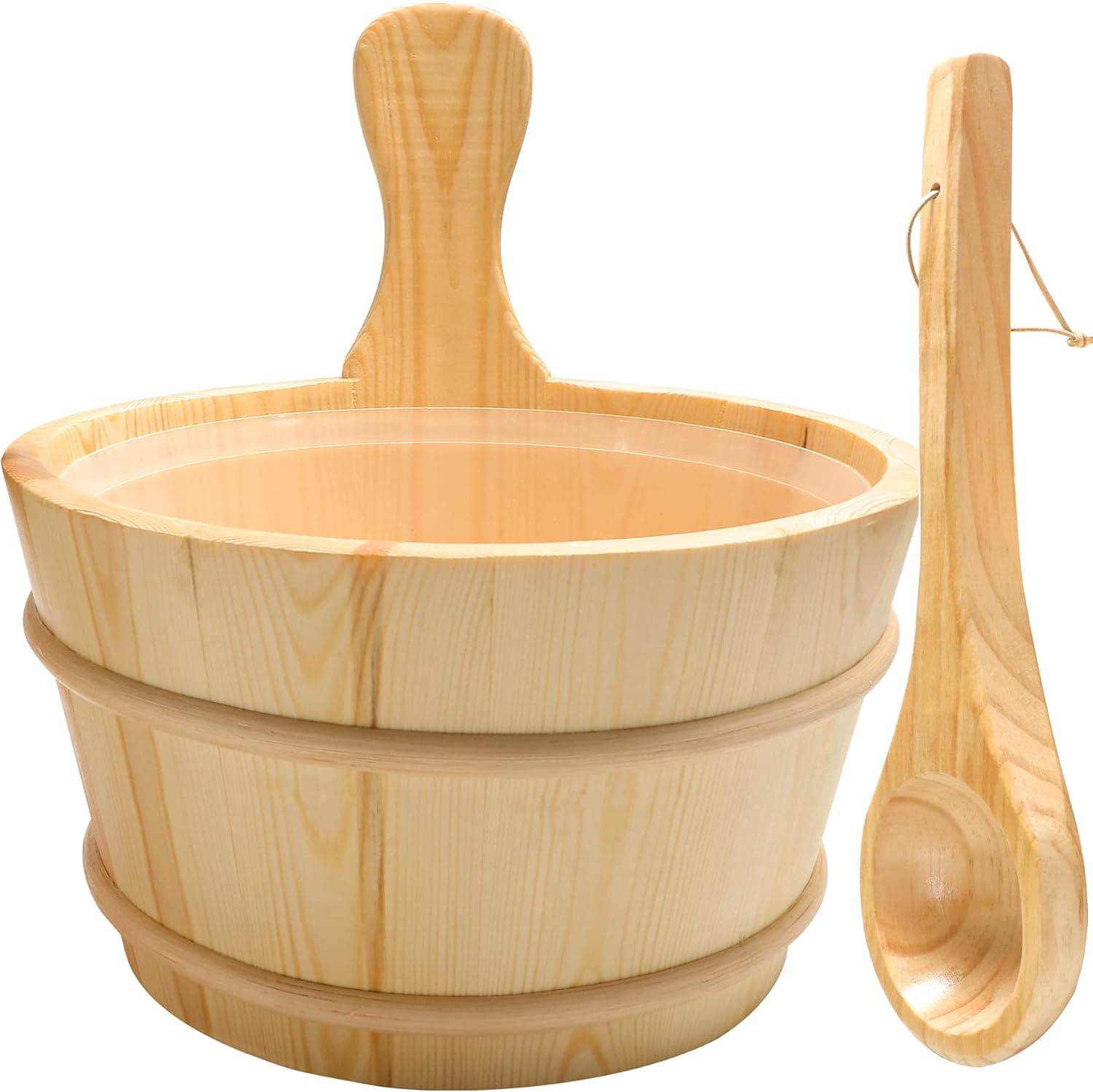 Kakunm Sauna Bucket and Ladle Set, Premium Finland Pinewood Sauna Accessories