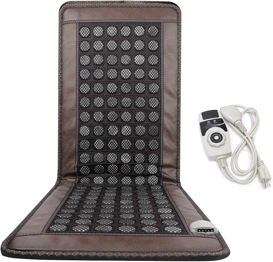 Far Infrared Heating Pad for Full Back, 20" x 59" 138 Natural Jade Tourmaline Stones Heating Mat for Back Neck Shoulder Fast Pain Relief Use for Home Office