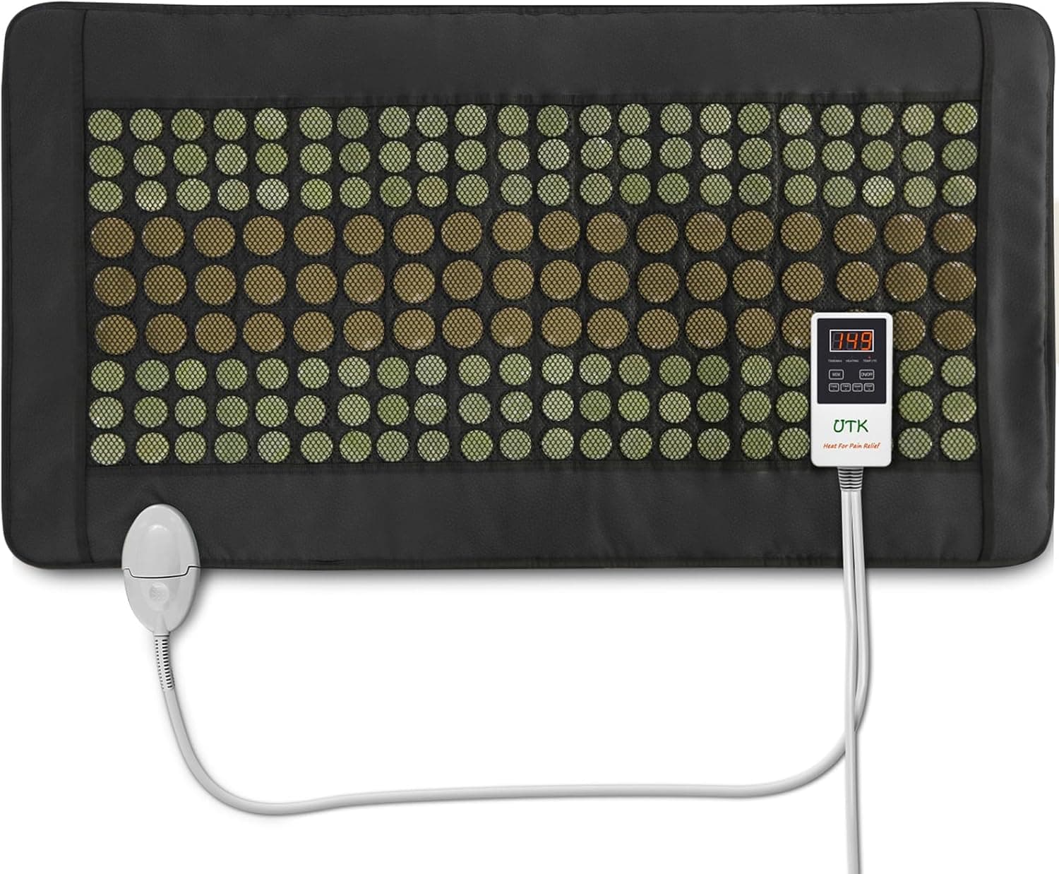 UTK Far Infrared Heating Pad for Back, 5X Deeper Pain Relief for Full Back, Thigh, Hip, Muscle, Hotter to 159F, Weighted Electric Mat with Jade Tourmaline Stones, 22" x 39"