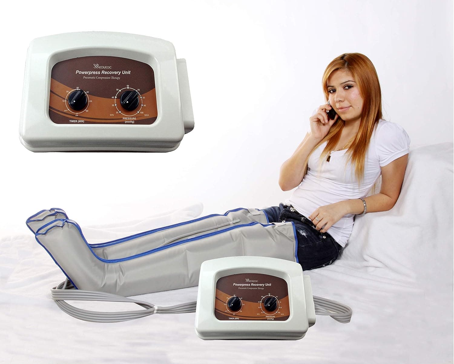 POWERPRESS Recovery Unit Compression Leg Massage System Full Leg (Large Pair Set)