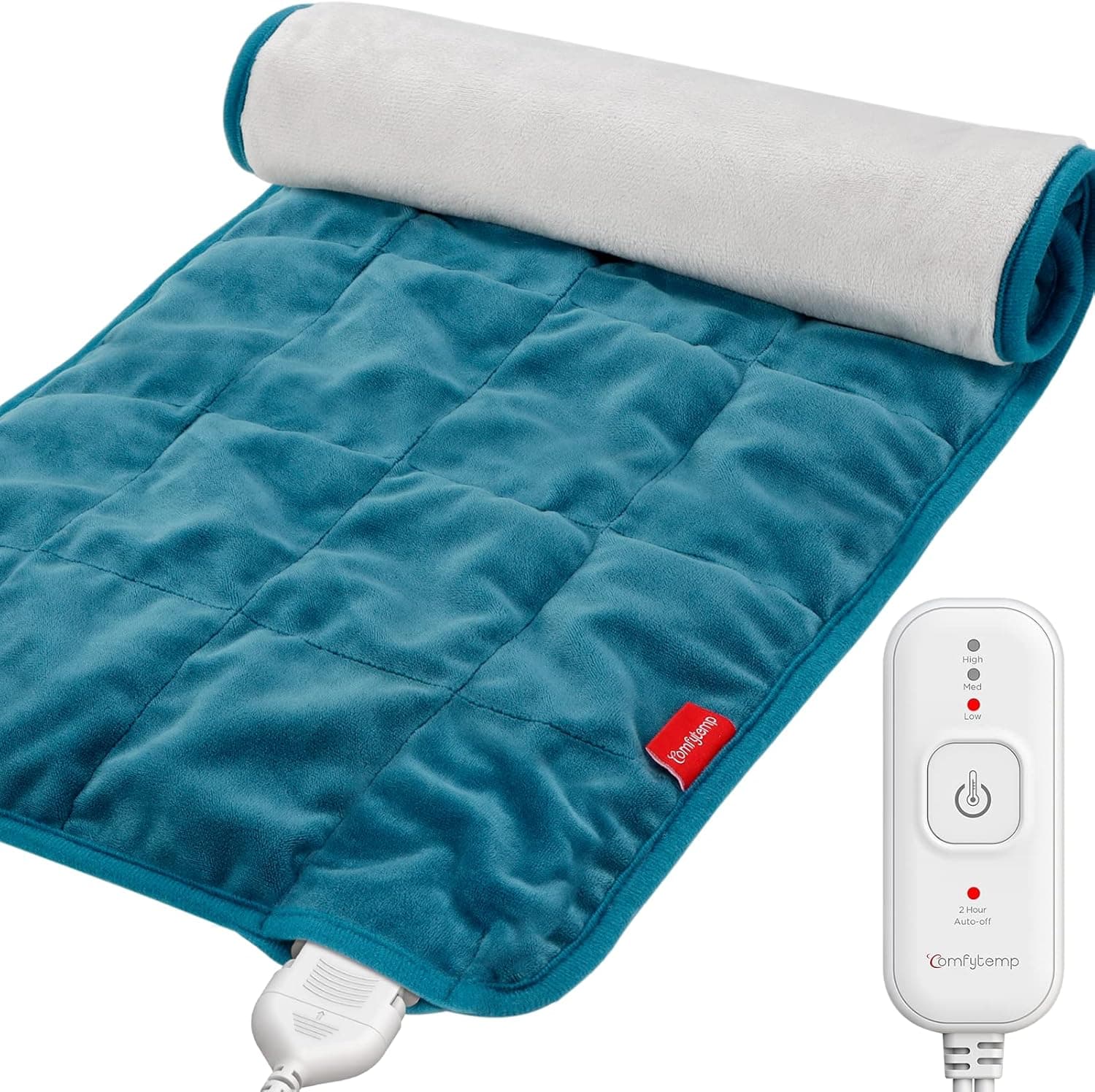 Comfytemp Weighted Heating Pad for Back and Period Cramps, 2.2lb Electric Heat Pad, 2H Auto-Off, 12 x 24