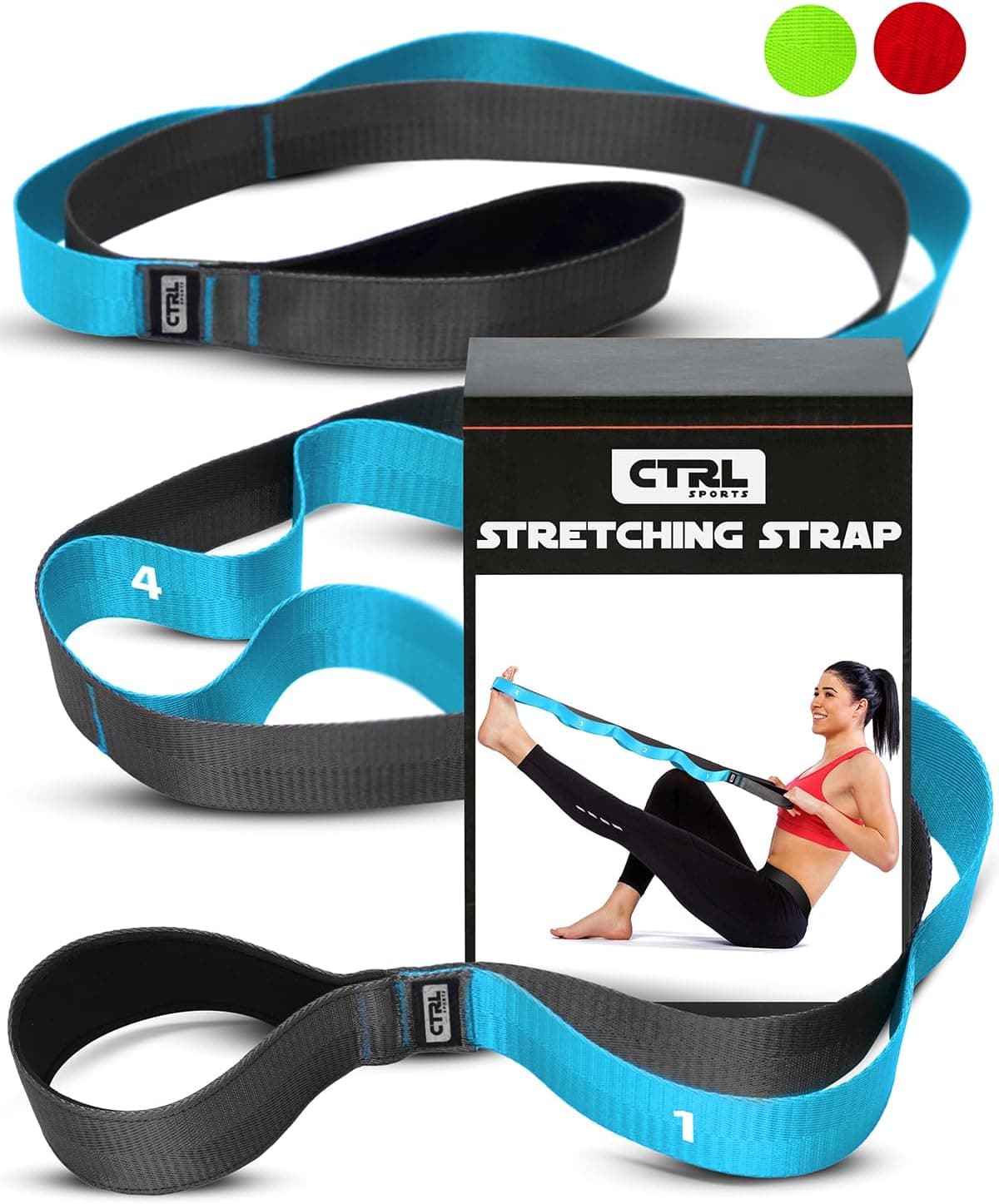 Stretching Strap with Loops, Non Elastic Stretch Band for Physical Therapy, Hamstring & Leg Stretcher Belt