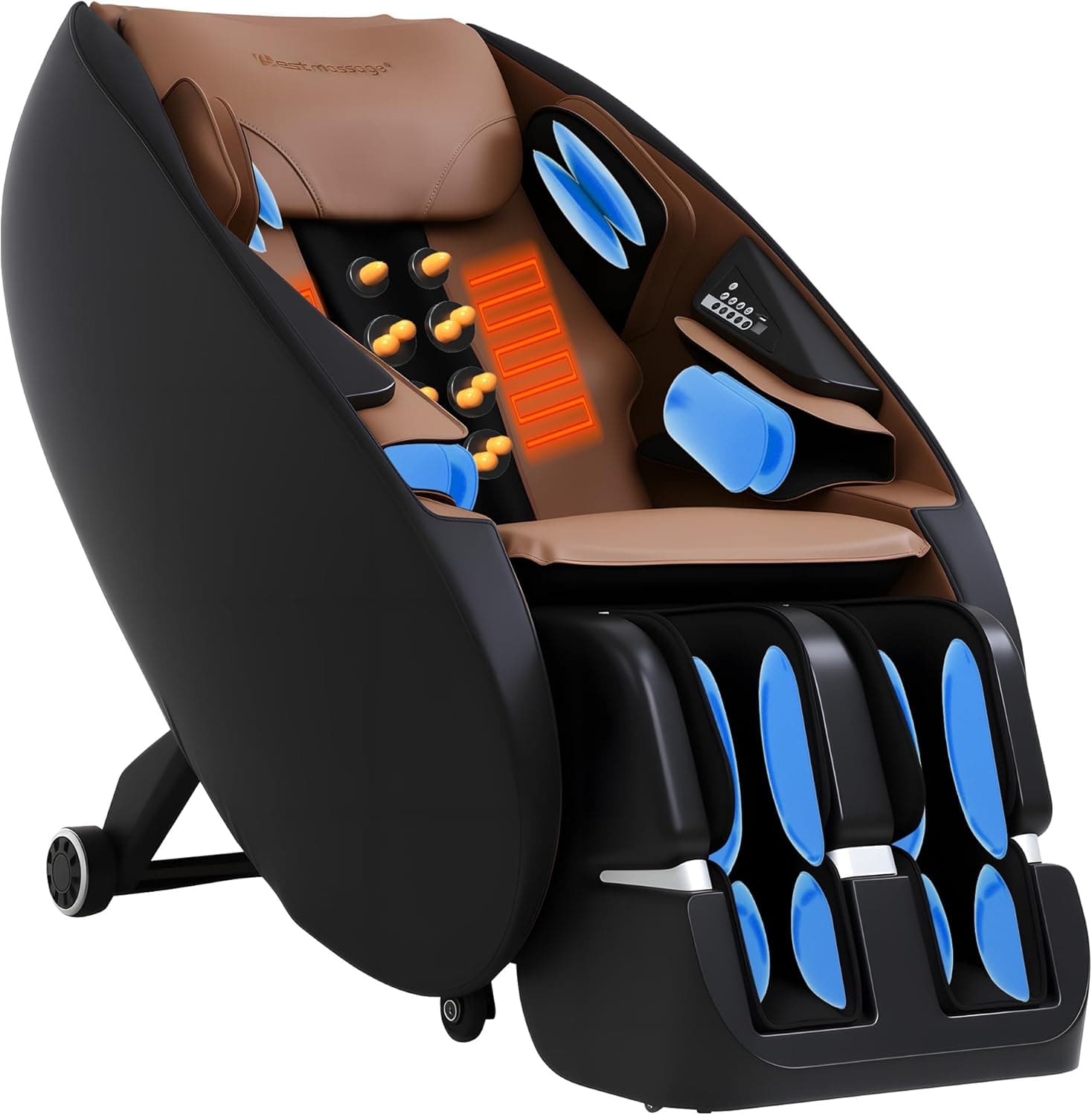 FDW 2025 Shiatsu Massage Chair Full Body Recliner Zero Gravity with Built-in Heat Foot Roller, Black