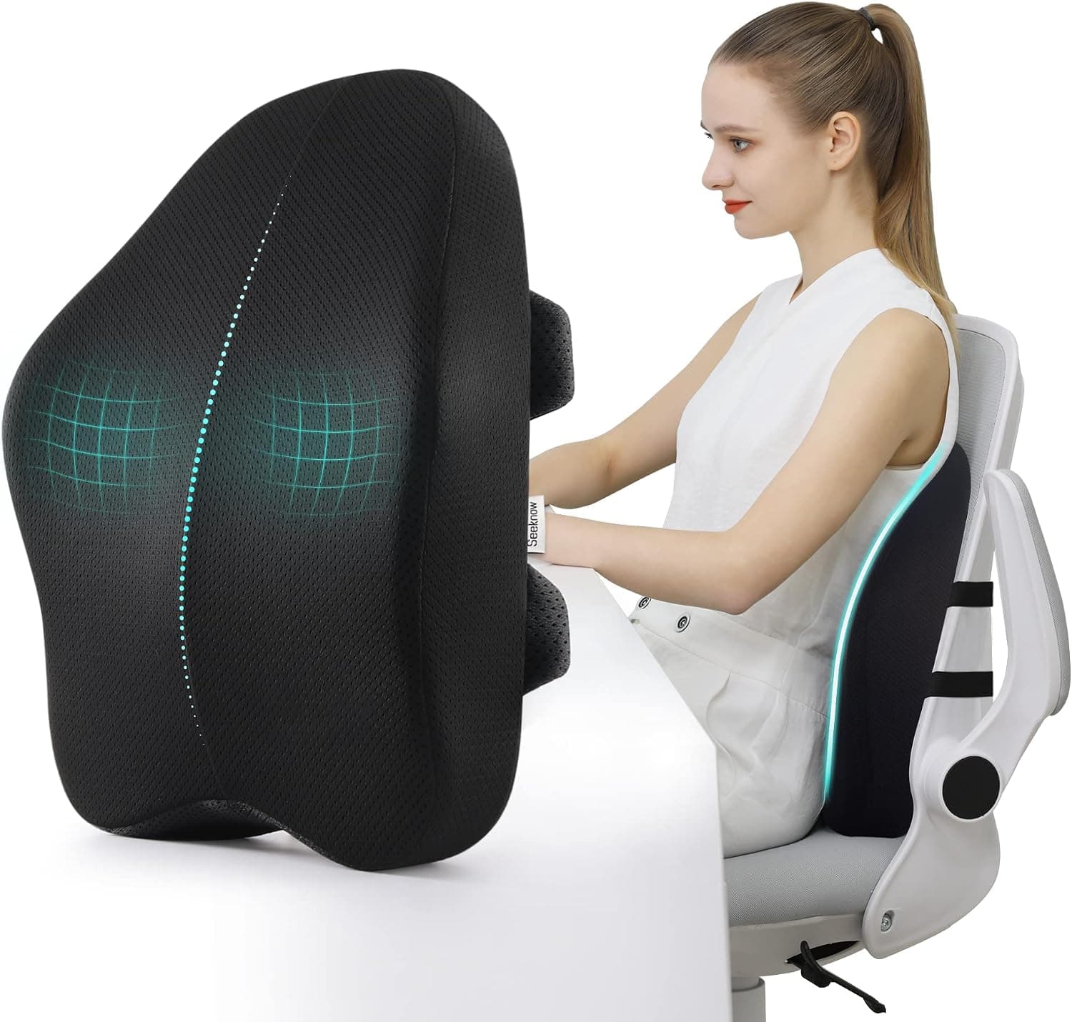 Lumbar Support Pillow for Office Chair, Car Seat, Ergonomic Back Cushion