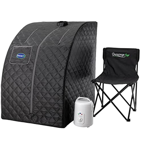 Durasage Lightweight Portable Personal Steam Sauna Spa for Relaxation at Home, 60 Minute Timer, 800 Watt Steam Generator, Chair Included (Black)