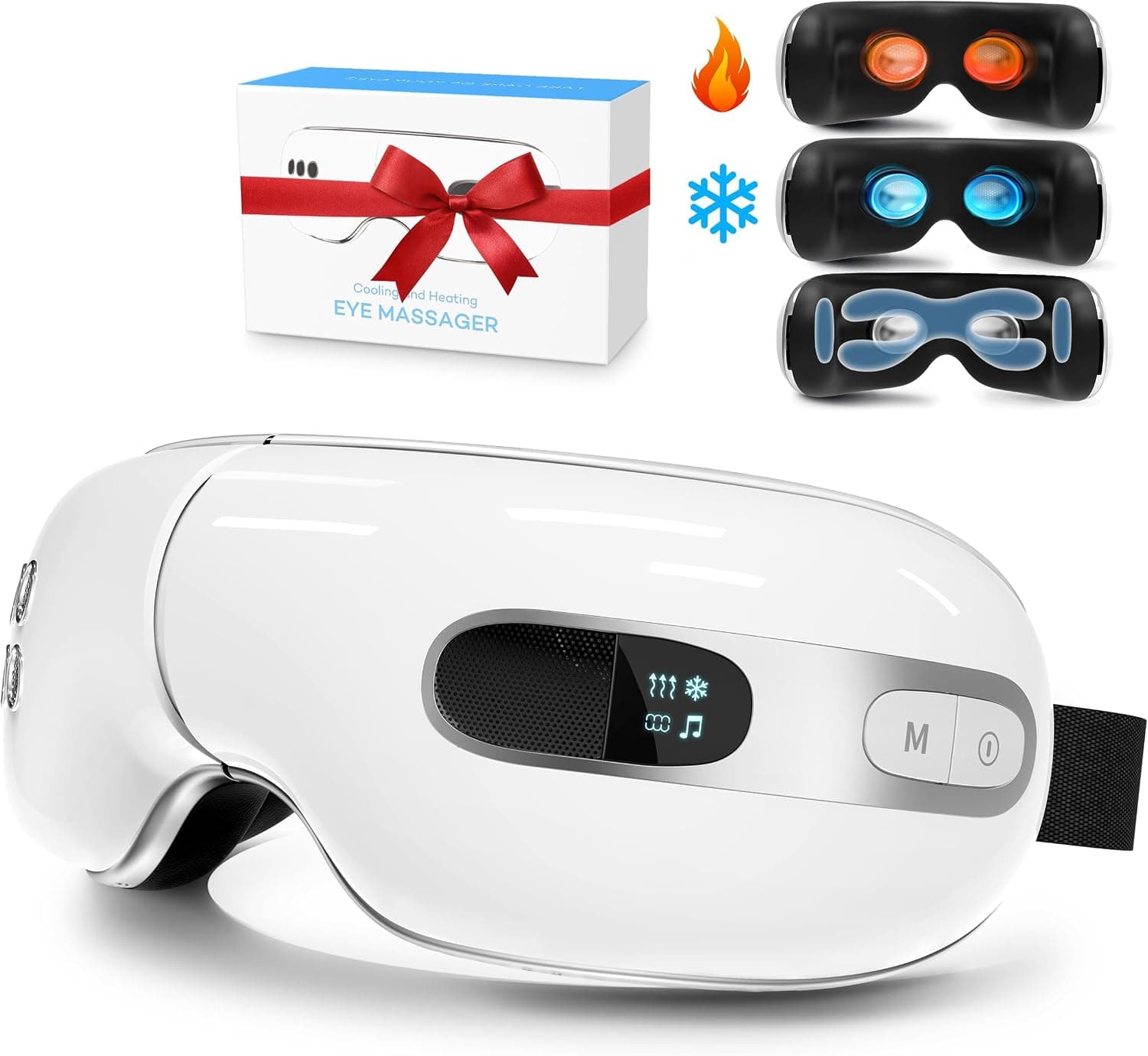 BOQUBOO Eye Massager with Heat and Cooling for Migraine, Bluetooth Music