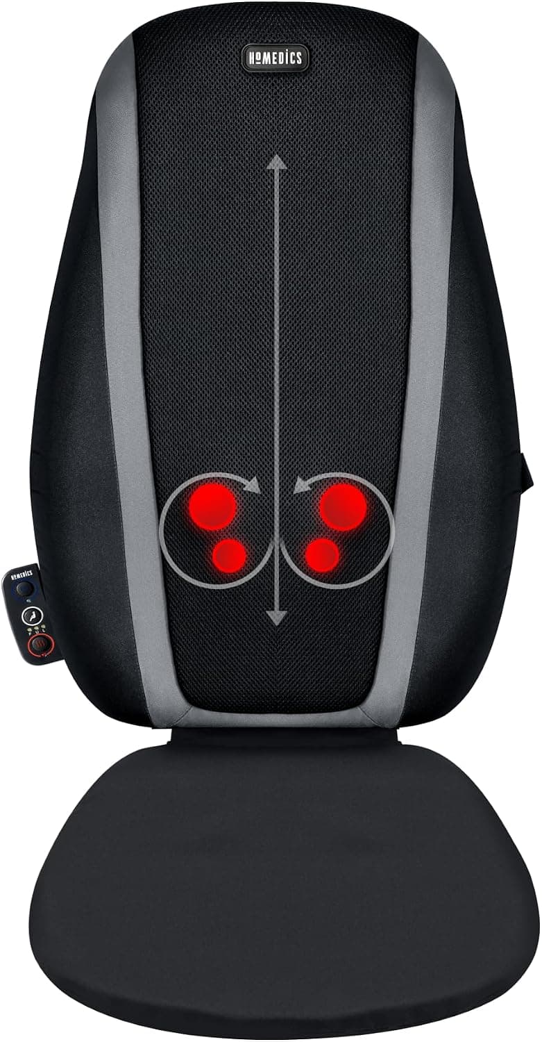 HoMedics Shiatsu Massage Cushion with Soothing Heat, Deep-Kneading Massage, Targets Pressure Points All Over Back