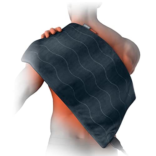 Pure Enrichment PureRelief Pro Far Infrared XL Heating Pad, 4 Heat Settings | Dry or Moist Heat for Back, Neck, Shoulder & Knee Muscle Relief; Extra-Long 12 x 24-Inch Size Ideal for Athletes (Iron Gray)