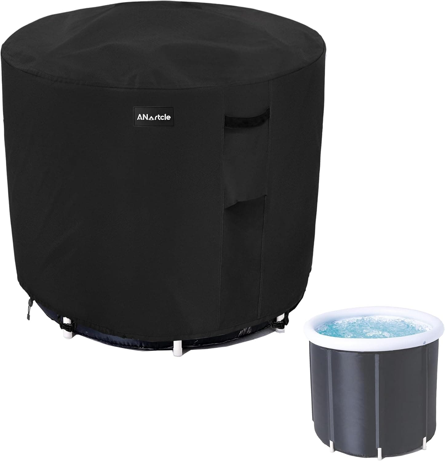 ANartcle Outdoor Portable Ice Bath Tub Cover, Waterproof 600D Heavy Duty, Foldable Cold Plunge Tub Cover