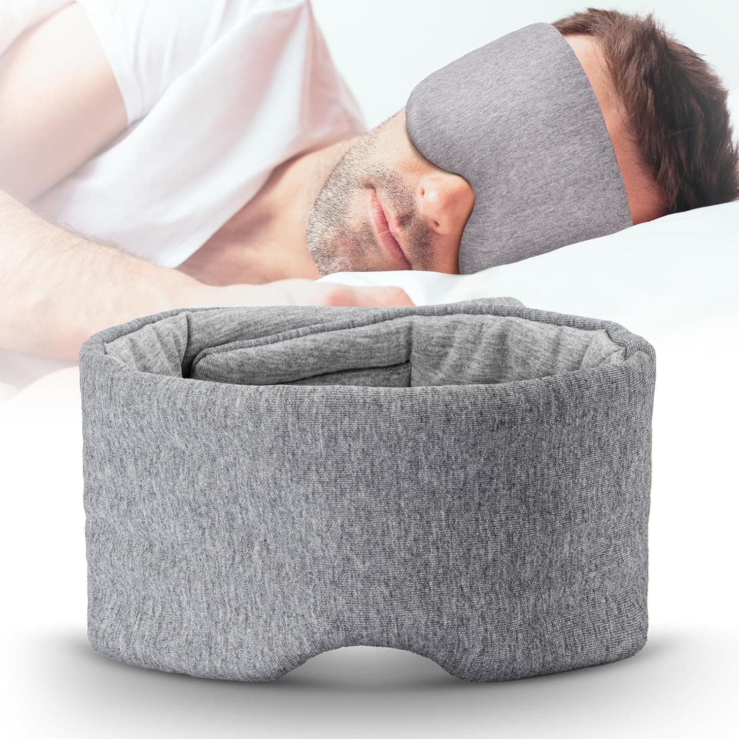 Cotton Sleep Eye Mask for Men Women, 100% Blocking Light Sleeping Mask for Side Sleeper