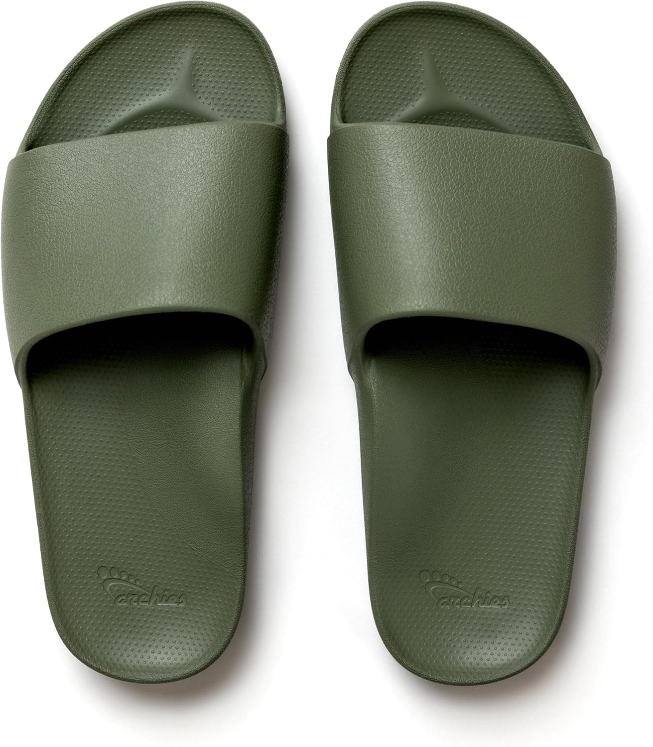 ARCHIES Arch Support Slides, Orthotic Recovery Sandals for Plantar Fasciitis, Shock-Absorbing, Olive
