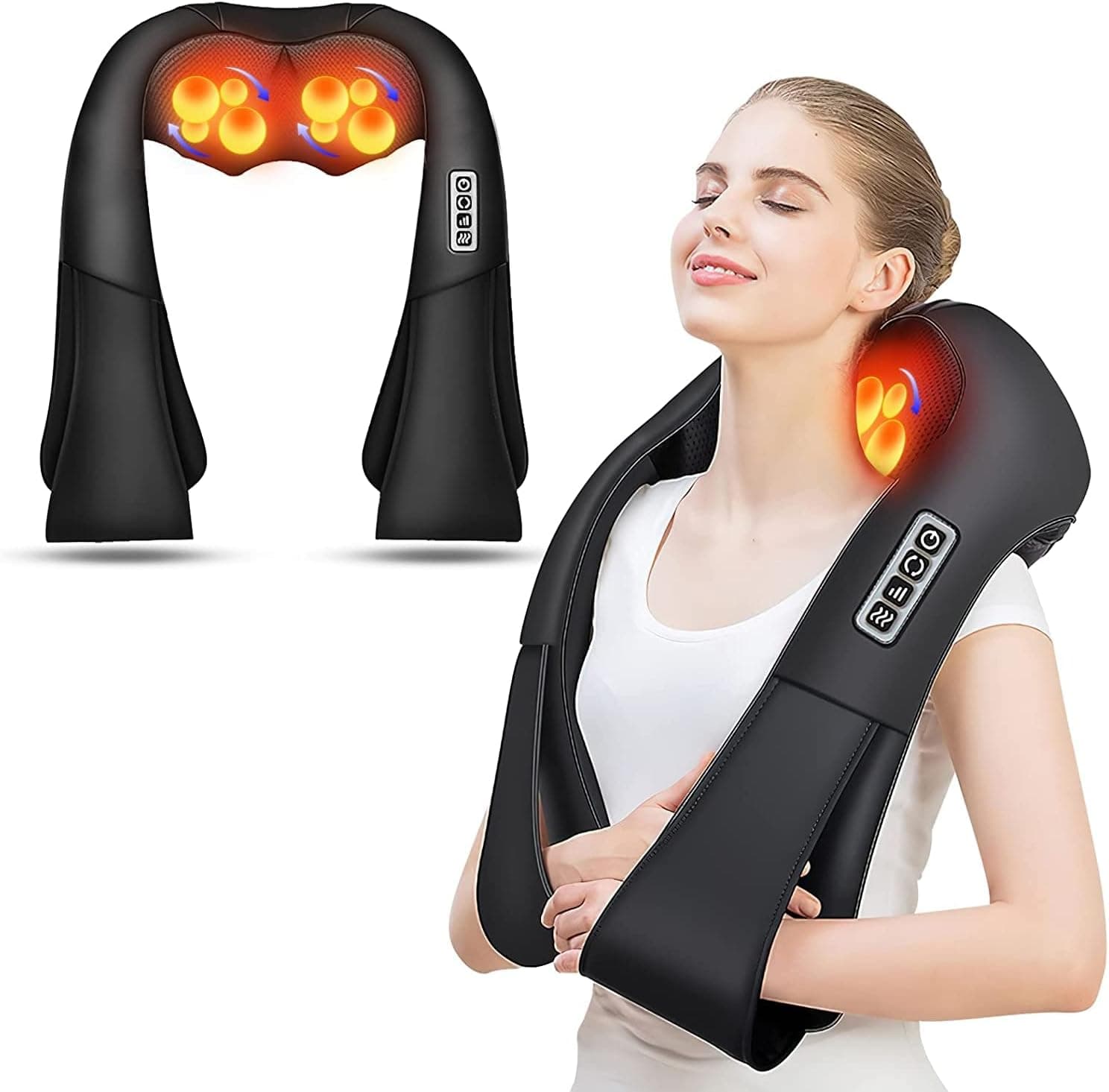 AERLANG Shiatsu Back and Neck Massager, Deep Tissue Kneading Neck and Shoulder Massage with Heat, Electric Massage Pillow