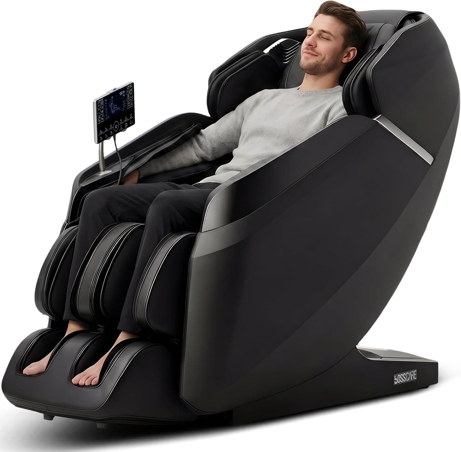 BOSSCARE 2025 3D Full Body Massage Chair, Zero Gravity Shiatsu SL Track Heating Recliner for Home