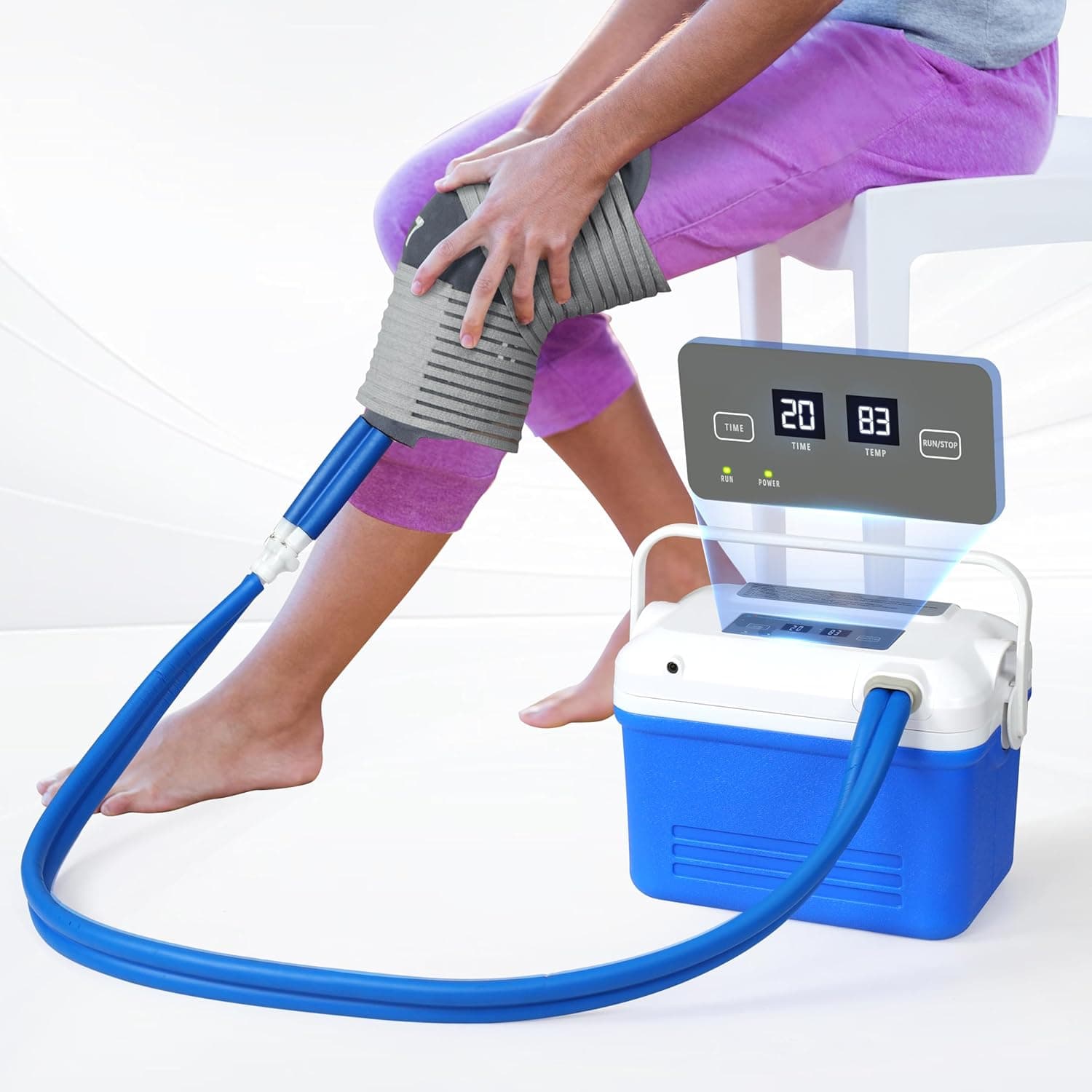 Fuptos Cold Therapy Machine, Quiet Cryotherapy Device for Knee & Shoulder Surgeries, Auto Timer, Compact