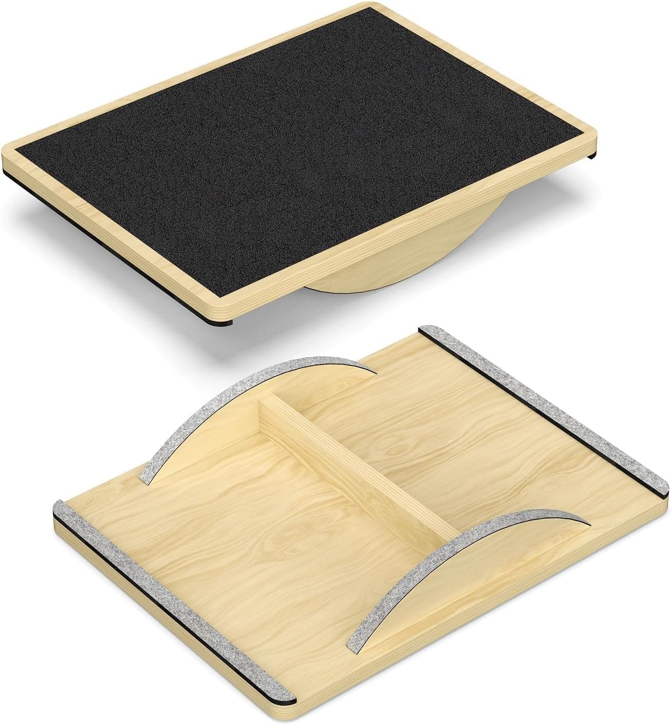 Balance Board Wood Professional Wobble Board for Adults, Anti-Slip Rocker Board (I-shaped)