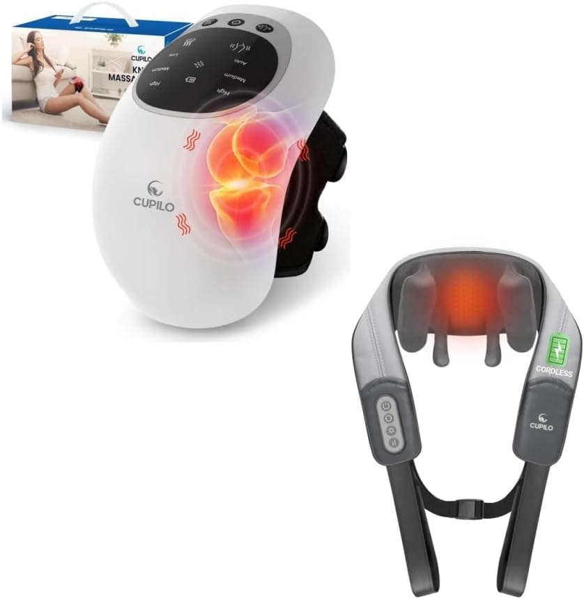 CuPiLo Knee Massager with Heat & Shiatsu, 4D Deep Tissue Kneading Massage, Heating and Vibrating Pain Relief