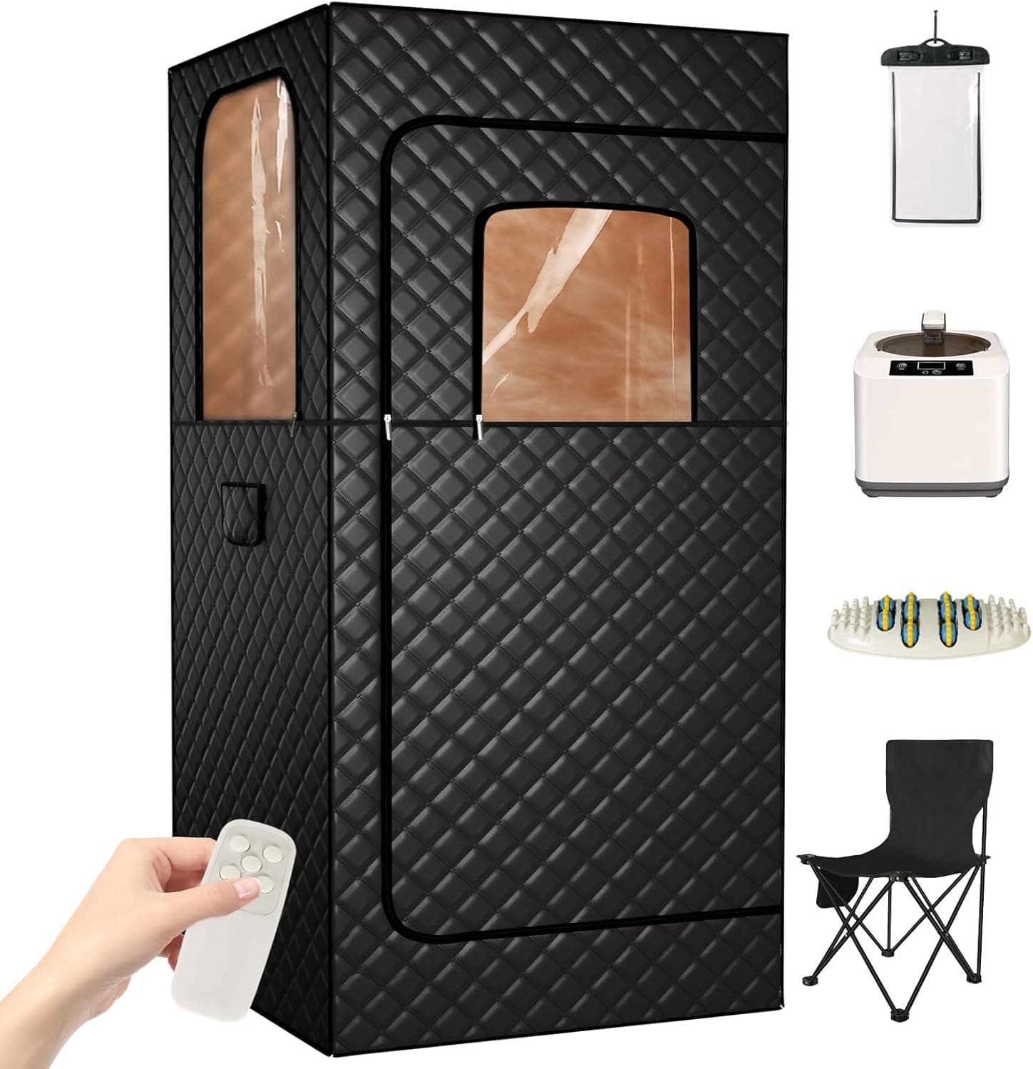 TOREAD Portable Steam Sauna Tent for Home Spa, 3L 1000W Steamer, 9 Heat Levels, Folding Chair, 32 x 32 x 71 (Black)