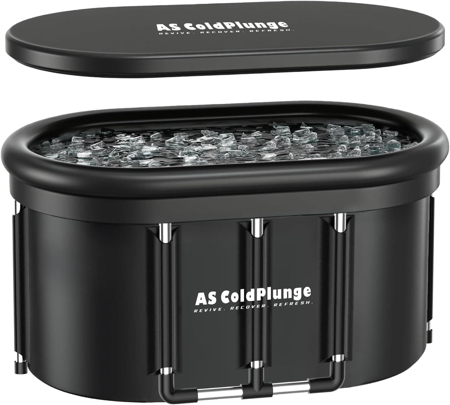 AS ColdPlunge XXL Oval Ice Bath Tub, Portable Ice Pod with Lid, 148Gal Inflatable Cold Plunge Tub
