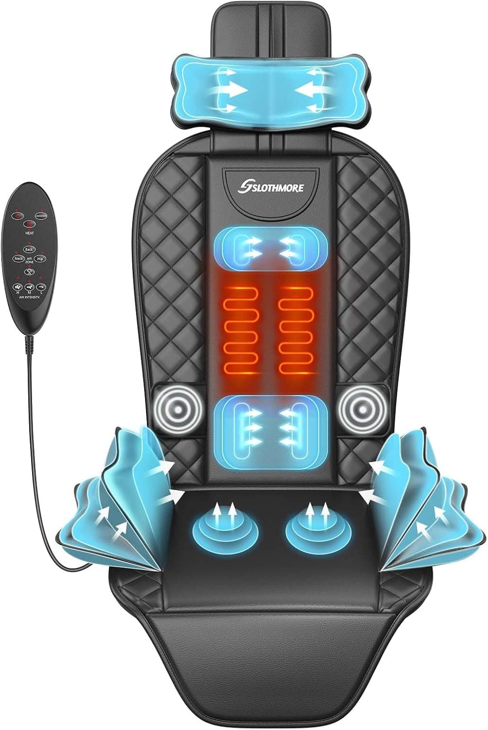 comrelax Shiatsu Back Massager with Heat, Massager Chair Pad for Deep Tissue with Smart Timer, Kneading Seat Cushion Vibration