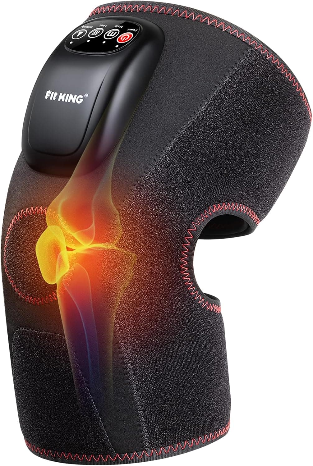 FIT KING Air Compression Knee Massager, Heated Knee Brace Wrap with 3 Modes and 3 Intensities, Shiatsu-Like Massage