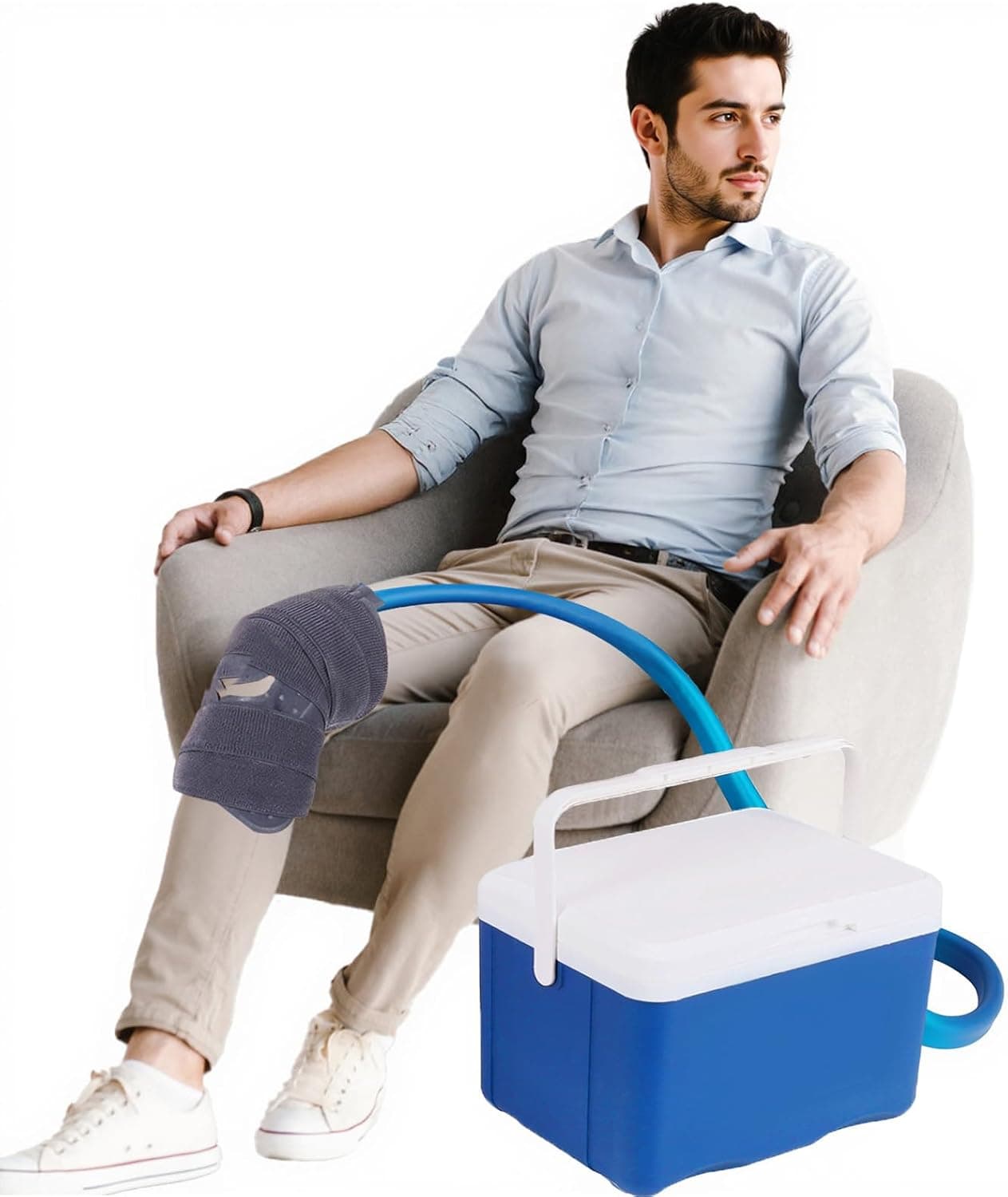 Cold Therapy Machine Ice Therapy System for Knee and Shoulder After Surgery, Cryotherapy Machine with Flow Speed Controller & Universal Cold Pad, 8L