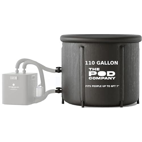 The Pod Company Ice Pod Pro Cold Plunge Tub, 110 Gallon (420L) Inflatable Ice Bath for Adults, Fits Up to 6'7", Insulated, Chiller Compatible, BPA-Free, UV-Resistant Nylon, Dual Drain Hoses