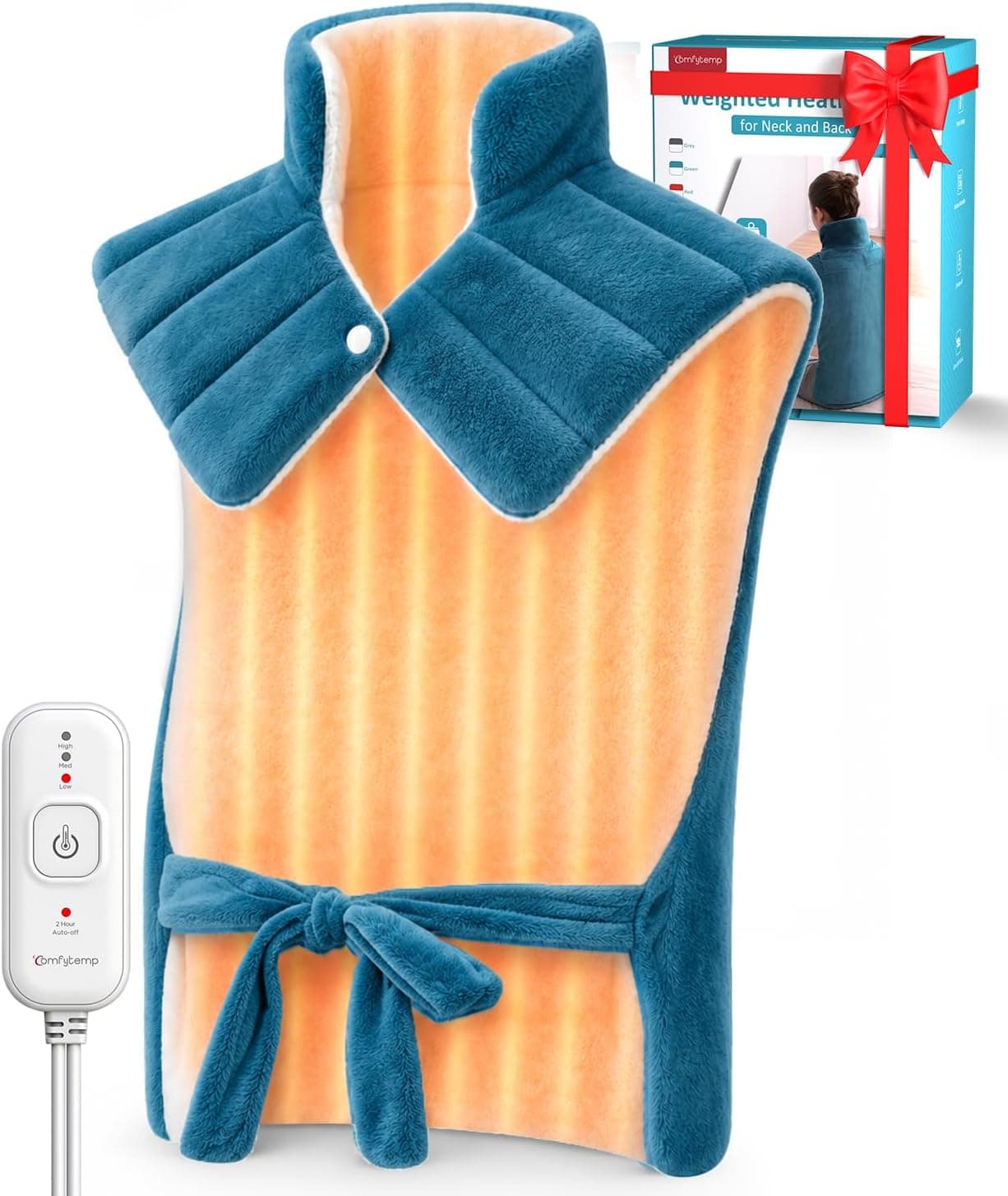 Comfytemp Heating Pad for Back Neck Shoulders, Weighted Extra Large Wearable Heat Wrap with Auto-Off, 22 x 33