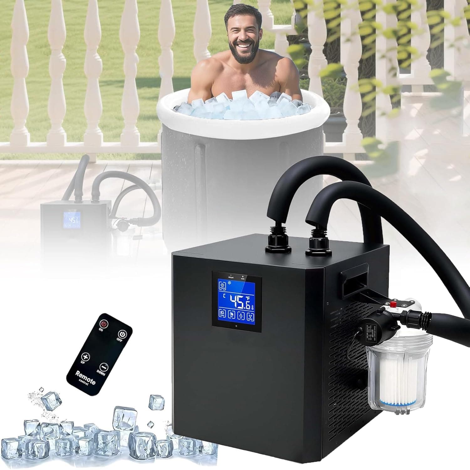 Ice Bath Chiller, Water Cooling for Cold Plunge Tub, Cold Plunge Chiller with Filter, Pump & Remote Control, Portable