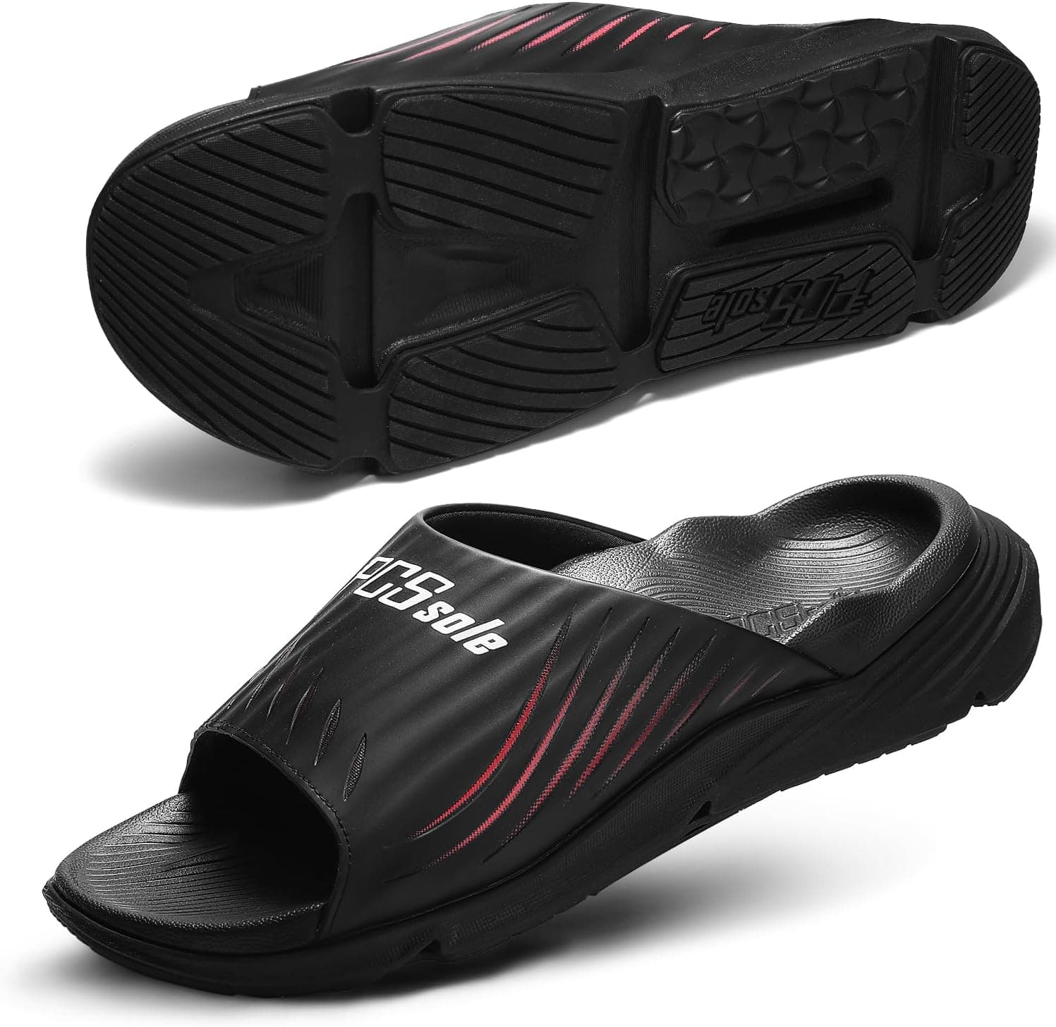 PCSsole High Arch Support Orthotic Sandals, Open Toe Recovery Slides with Deep Heel Cup & Metatarsal Pad