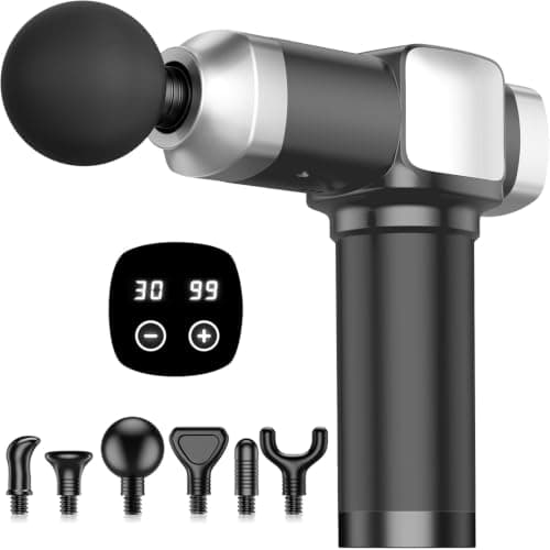 Massage Gun Deep Tissue, Handheld Percussion Muscle Massager for Back | Back Massage for Athletes for Pain Relief,Neck & Shoulder Massager with 30 Speed Levels & 6 Massage Heads,Gift for Men Women